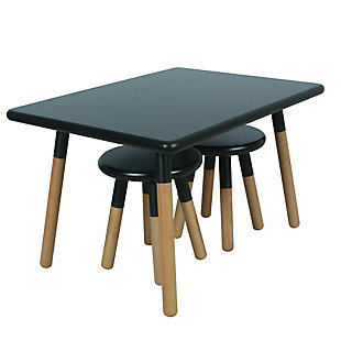 Give your little ones their own perfectly-sized activity space with the ACEssentials Beech Wood Kids Activity Table and Stool Set. This set includes one table and two coordinating stools to provide a creating, playing, and dining space for your toddler and their friends. The spacious table surface is great for crafting, reading, solving puzzles, eating, homework and more. This versatile kids furniture set is great for use in any home, playroom, day care, or school environment. The durable MDF beech wood construction with solid legs adds stability, and is completely plastic and PVC-free. The dipped white painted accent adds a touch of style and color. This table and chair set is designed with rounded corners and edges for added safety and worry-free play time. It is also easy to wipe clean and sanitize for everyday messes. Designed with kids in mind, the square table measures 18.9" x 31.4" x 23.6" and each stool measures 13" x 11.8" x 11.8" when assembled, providing comfortable seating for your little one. Add a modern flair to your child's space with the ACEssentials Beech Wood Kids Activity Table and Chair Set!Sturdy MDF made from Beech Wood | Sold as a set (one table and two stools)