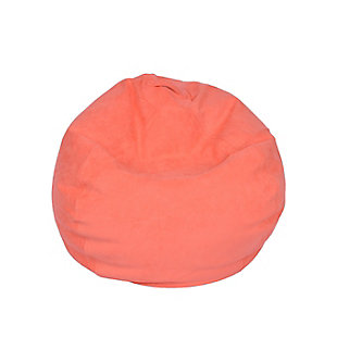 This Large Microsuede Bean Bag Chair in Coral is the ultimate casual cool. Bean bag chairs are a great seating option for your family room, home theater or teen room. The large size makes it roomy enough to curl up in with a favorite book, and trust us when we say you will never enjoy another movie night without it!Ultra-soft microsuede cover made from 100% polyester. | Filled with 100% polystyrene beads | 96 in round | Non-removable cover.
