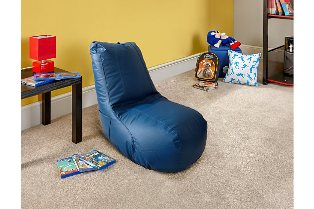 Beautiful Beanbags Blue Faux Leather Cube