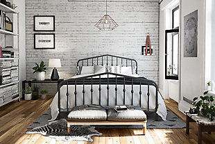 Bushwick Queen Metal Bed, Dark Gray, rollover