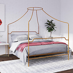 Camilla Camilla Queen Metal Canopy Bed, Gold, rollover