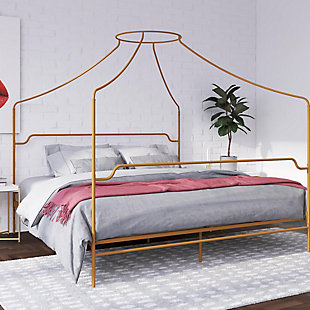 Camilla Camilla King Metal Canopy Bed, Gold, rollover