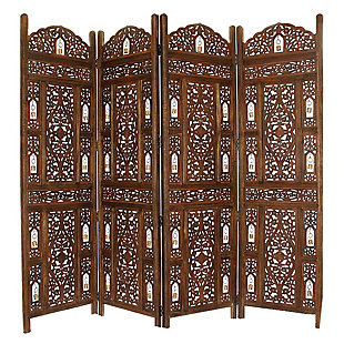 The Urban Port Handcrafted Wooden Room Divider with Tiny Bells, , rollover