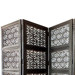 The Urban Port Mango Wood Room Divider with Traditional Carvings, , large