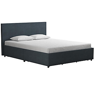 Kelly Full Upholstered Bed with Storage, Navy, large