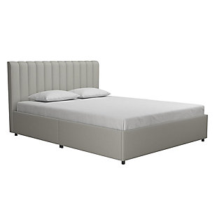 Brittany Queen Upholstered Bed with Storage Drawers, Gray, large