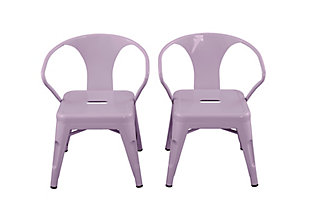 Complete your little one's play space with the ACEssentials Harper and Hudson Kids Activity Chairs. This set includes two fully-assembled chairs with rounded corners that are perfect for use at child-size desks, tables, and more. When paired with the ACEssentials Harper and Hudson Kids Metal Tables or used on their own as chairs, they are a great addition to your playroom, living room, or kitchen. These kids chairs are designed with protective non-skid feet that keep the stools in place and prevent them from scratching the floor. The durable steel construction with a lavender finish offers long-lasting style through all of your child's favorite activities and is easy to wipe clean after everyday messes. Designed with kids in mind, each chair measures 16.9" x 16.5" x 21.2" to provide comfortable seating for your little ones. Add a modern look to your child's space with the ACEssentials Harper and Hudson Kids Chairs!SET OF 2 KID-SIZE METAL CHAIRS: Includes two fully-assembled metal chairs with rounded corners that are perfect for use at child-size desks, tables, and more | VERSATILE DESIGN: Great addition to your playroom, living room, or kitchen when paired with the ACEssentials kids tables | NON-SKID FEET: Protective non-skid feet keep the chairs in place and prevent them from scratching the floor | DURABLE STEEL CONSTRUCTION: Durable steel construction with lavender finish provides long-lasting style and easily wipes clean after everyday messes | PERFECT SIZE FOR CHILDREN: Each stool measures 16.9" x 16.5" x 21.2" to offer comfortable seating for your little ones