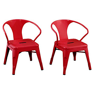 ACEssentials Harper and Hudson Kids Metal Activity Chair, 2 Pack, Red, large