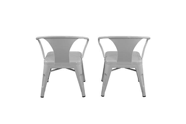 Complete your little one's play space with the ACEssentials Harper and Hudson Kids Activity Chairs. This set includes two fully-assembled chairs with rounded corners that are perfect for use at child-size desks, tables, and more. When paired with the ACEssentials Harper and Hudson Kids Metal Tables or used on their own as chairs, they are a great addition to your playroom, living room, or kitchen. These kids chairs are designed with protective non-skid feet that keep the stools in place and prevent them from scratching the floor. The durable steel construction with a gray finish offers long-lasting style through all of your child's favorite activities and is easy to wipe clean after everyday messes. Designed with kids in mind, each chair measures 16.9" x 16.5" x 21.2" to provide comfortable seating for your little ones. Add a modern look to your child's space with the ACEssentials Harper and Hudson Kids Chairs!SET OF 2 KID-SIZE METAL CHAIRS: Includes two fully-assembled metal chairs with rounded corners that are perfect for use at child-size desks, tables, and more | VERSATILE DESIGN: Great addition to your playroom, living room, or kitchen when paired with the ACEssentials kids tables | NON-SKID FEET: Protective non-skid feet keep the chairs in place and prevent them from scratching the floor | DURABLE STEEL CONSTRUCTION: Durable steel construction with gray finish provides long-lasting style and easily wipes clean after everyday messes | PERFECT SIZE FOR CHILDREN: Each stool measures 16.9" x 16.5" x 21.2" to offer comfortable seating for your little ones
