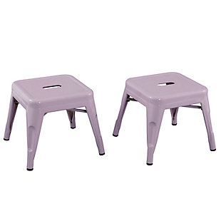 Complete your little one's play space with the ACEssentials Harper and Hudson Kids Metal Stools. This set includes two fully-assembled stools with rounded corners that are perfect for use at child-size desks, tables, and more. When paired with the ACEssentials Harper and Hudson Kids Metal Tables or used on their own as step stools, they are a great addition to your playroom, living room, or kitchen. These kids stools are designed with protective non-skid feet that keep the stools in place and prevent them from scratching the floor. The durable steel construction with a lavender finish offers long-lasting style through all of your child's favorite activities and is easy to wipe clean after everyday messes. Designed with kids in mind, each stool measures 16.6" x 14.6" x 12" to provide comfortable seating for your little ones. Add a modern look to your child's space with the ACEssentials Harper and Hudson Kids Metal Stools!SET OF 2 KID-SIZE METAL STOOLS: Includes two fully-assembled metal stools with rounded corners that are perfect for use at child-size desks, tables, and more | VERSATILE DESIGN: Great addition to your playroom, living room, or kitchen when paired with the ACEssentials kids tables or used on their own as step stools | NON-SKID FEET: Protective non-skid feet keep the stools in place and prevent them from scratching the floor | DURABLE STEEL CONSTRUCTION: Durable steel construction with lavender finish provides long-lasting style and easily wipes clean after everyday messes | PERFECT SIZE FOR CHILDREN: Each stool measures 14.6" x 14.6" x 12" to offer comfortable seating for your little ones