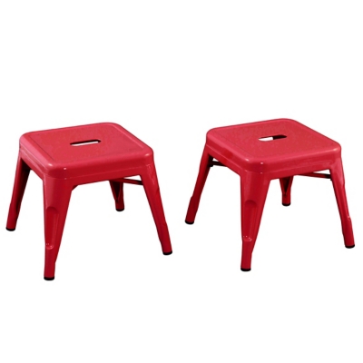 ACEssentials Harper and Hudson Kids Metal Stool, 2 Pack, Red, large