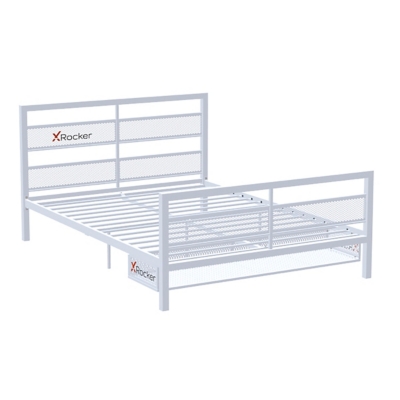 ACEssentials X Rocker Basecamp Gaming Bed Frame with Storage, White