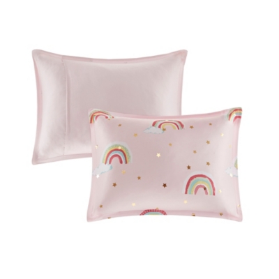 Linnea Pink Full Rainbow with Metallic Printed Stars Complete Bed and ...