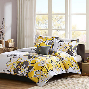 Ophelia Yellow Twin XL Duvet Cover Set, Yellow, rollover