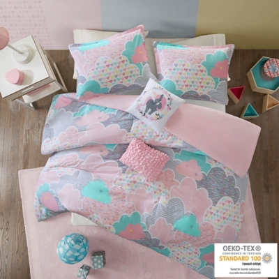 Amira Pink Twin Cotton Printed Duvet Cover Set