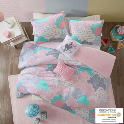 Amira Pink Twin Cotton Printed Duvet Cover Set, Pink, rollover