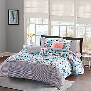 Luella Blue Twin/Twin XL Reversible Comforter Set, Blue, large