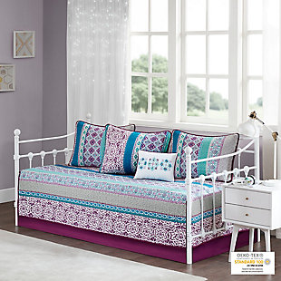 Celine Purple Daybed 6 Piece Boho Reversible Daybed Set, , rollover