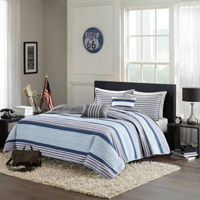 Oliver Blue Twin/Twin XL Reversible Coverlet Set, Teal, large
