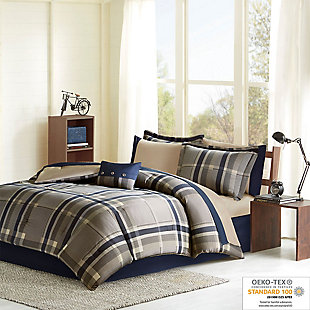 Lizzy  Navy Multi Twin Comforter and Sheet Set, Navy Multi, rollover