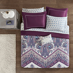 Annabel Purple Twin XL Complete Bed And Sheet Set, Purple, large