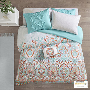 Annabel  Aqua Twin Comforter and Sheet Set, Aqua, large