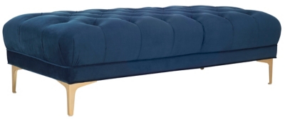 Zarya Tufted Rectangular Bench, Navy/Brass, large