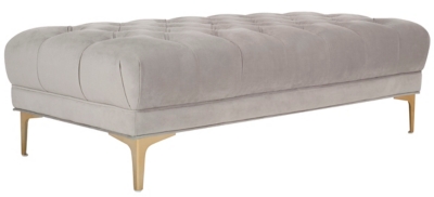 Zarya Tufted Rectangular Bench, Gray/Brass, large