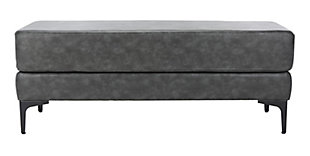 Elise Rectangular Bench, Gray/Black, large