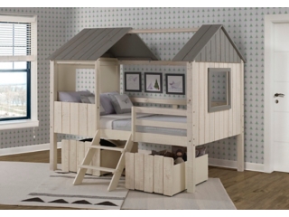 Donco Kids House Low Loft Rustic Sand/Rustic Grey With Dual Loft Drawers