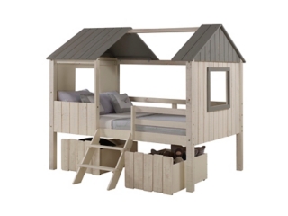 Donco Kids House Low Loft Rustic Sand/Rustic Grey With Dual Loft Drawers
