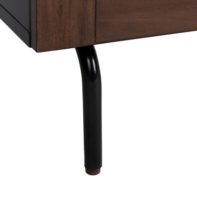 Close-up of the wood panel edge and seam on a wooden cabinet