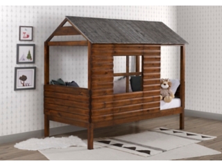 Donco Kids Log Cabin Low Loft Rustic Walnut