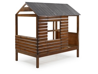 Donco Kids Log Cabin Low Loft Rustic Walnut