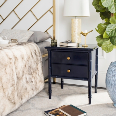 Two drawer deals black nightstand