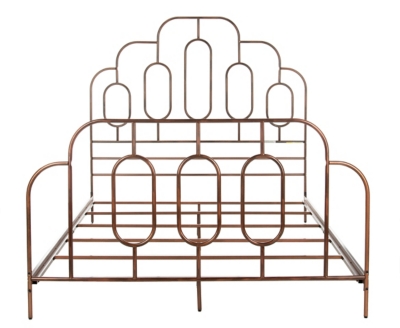 Paloma Queen Metal Retro Bed, Antique Bronze, large