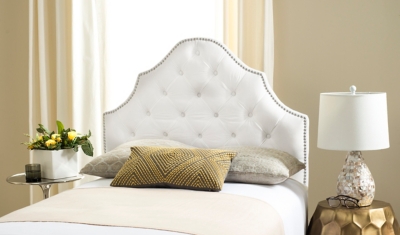 Arebelle Twin Upholstered Panel Headboard, White, large