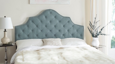 Arebelle Queen Upholstered Panel Headboard, Sky Blue, large