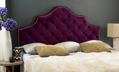 Arebelle King Upholstered Panel Headboard, Aubergine, rollover