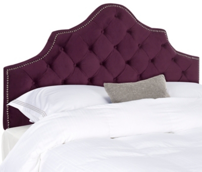 Arebelle King Upholstered Panel Headboard, Aubergine, large