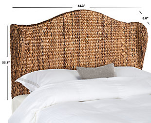 The ultimate in sustainable design, this gently arched headboard is artfully woven of banana leaf fibers replete with rich brown tones. Its classic camelback design, side wings and braided texture make your bedroom a naturally indulgent oasis.Made with woven banana leaf fibers; rich brown tones  | Braided texture  | Side wings | Headboard only | Assembly required
