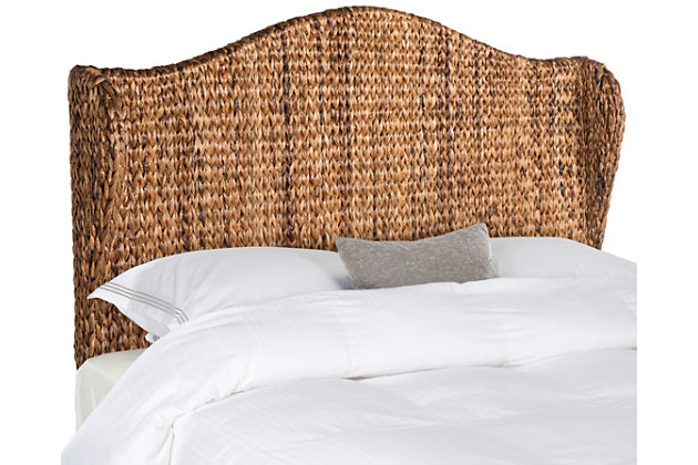 The ultimate in sustainable design, this gently arched headboard is artfully woven of banana leaf fibers replete with rich brown tones. Its classic camelback design, side wings and braided texture make your bedroom a naturally indulgent oasis.Made with woven banana leaf fibers; rich brown tones  | Braided texture  | Side wings | Headboard only | Assembly required