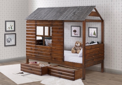 Donco Kids Twin Log Cabin Low Loft With