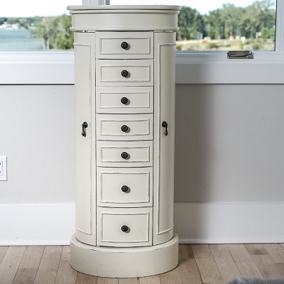 Jewelry/ Cosmetics Cabinet. Desktop Cabinet. Ivory WHITE Bathroom Storage.  Armoire. Make up Organizer. 