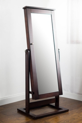 Pinboard Cheval Jewelry Storage Mirror, Walnut