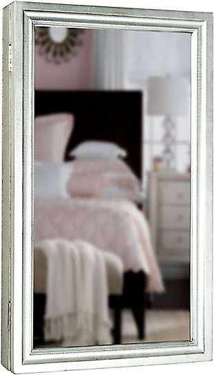 Nicolette Mirror with Jewelry Storage, Silver, large