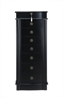 Naomi Locking Jewelry Armoire, Black, large