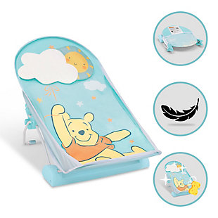 This Disney Winnie the Pooh Baby Bather by Delta Children is a cozy and safe option for "tubby little cubby". The bather's soft mesh material is gentle on baby's delicate skin and is easy to clean-the slightly inclined design ensures your baby is in a secure position throughout bath time. Additional padding at the top provides the head support your little one needs. Use it in your sink or bath tub. The bather's compact fold is convenient for storage or travel.EASY TO CLEAN: Made of metal, plastic and fabric, the soft mesh material is gentle on baby's delicate skin and easy to clean | SUPPORTIVE DESIGN: Additional padding at the top provides needed support. The bather's incline keeps baby in a secure and comfortable position during bath time | FITS IN SINKS AND BATH TUBS: Great alternative to bulky baby bath tub, this bather easily fits in your sink or tub without taking up a lot of space | RECOMMENDED USE: Ideal for infants 0 to 6 months. Holds up to 20 lbs.. Use this bather until baby is sitting up unassisted | COMPACT FOLD: Assembly required. Bather easily folds for storage or travel | For any questions regarding Delta Children products, please contact consumersupport@deltachildren.com Monday to Friday, 8:30 a.m. to 6 p.m. (EST)