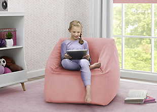 Delta Children Cozee Cube Chair, Kid Size, Pink, rollover