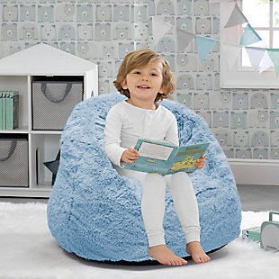 Delta Children Cozee Fluffy Chair, Toddler Size, Blue, rollover